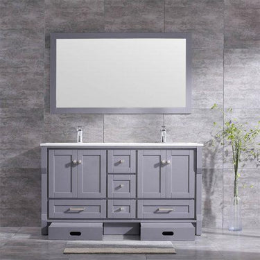 Eviva Booster 60 in. Double Sink Vanity with White Carrara Marble Countertop Vanity Eviva